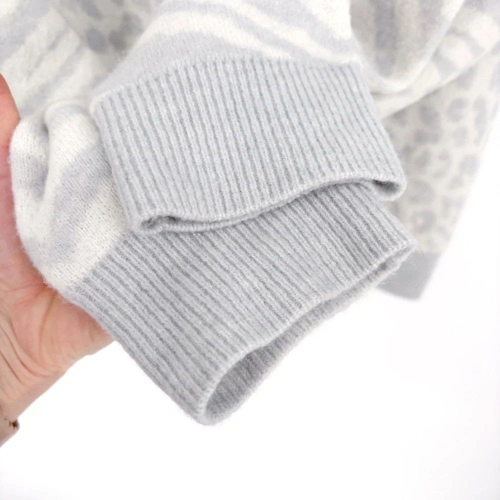 RAILS Lana Mixed Animal Print Ivory Gray Sweater S - Picture 8 of 10